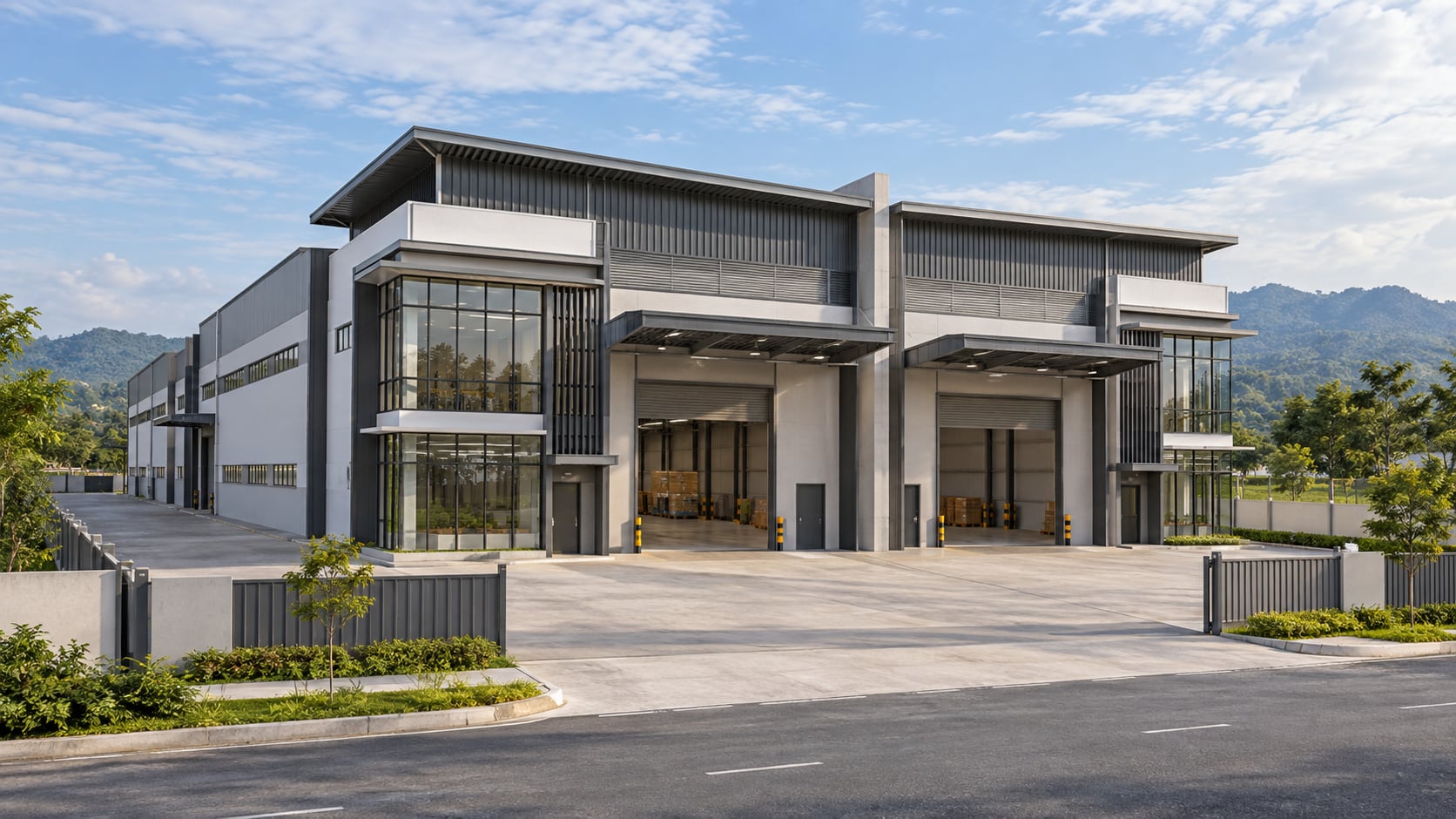 Semi-D Factory in Semenyih — AI-generated conceptual illustration; not the actual development
